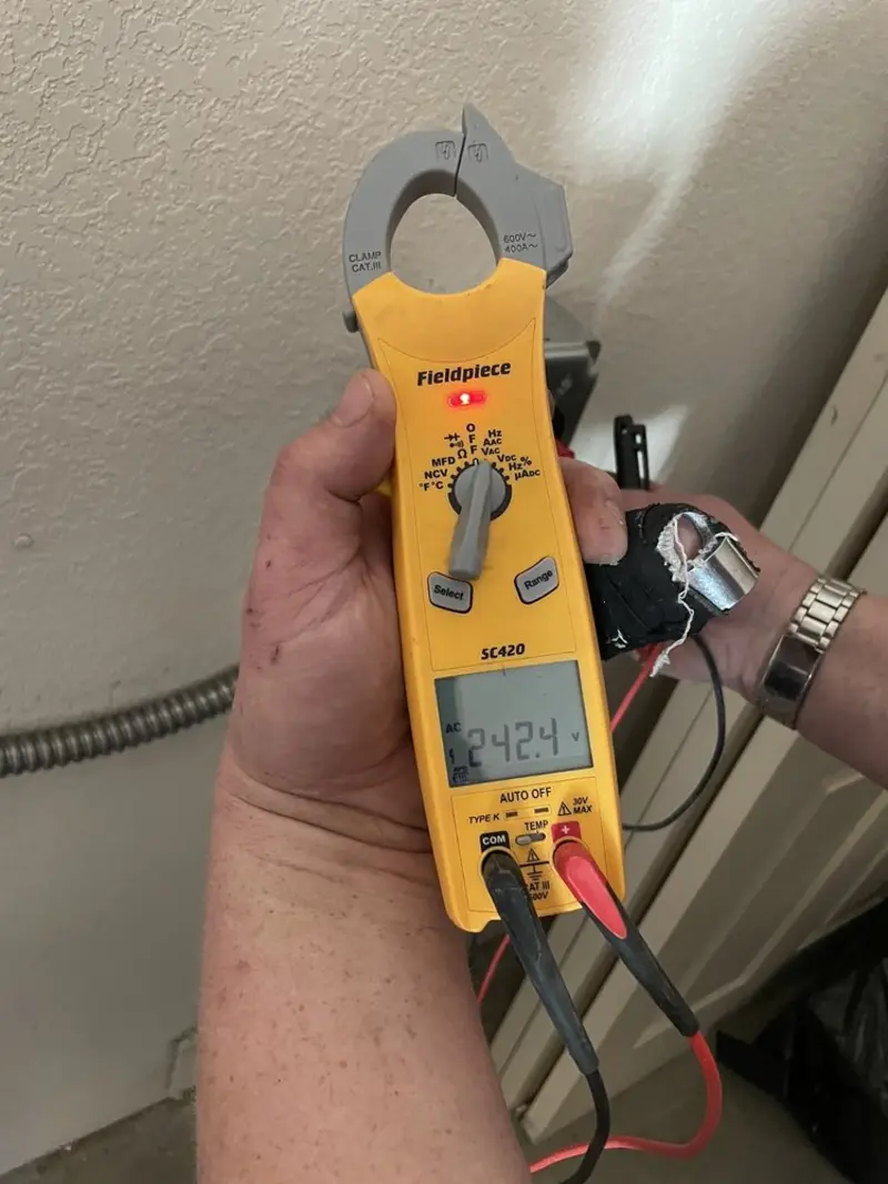Voltage testing with clamp meter during Aluminum Wiring Replacement in Vail